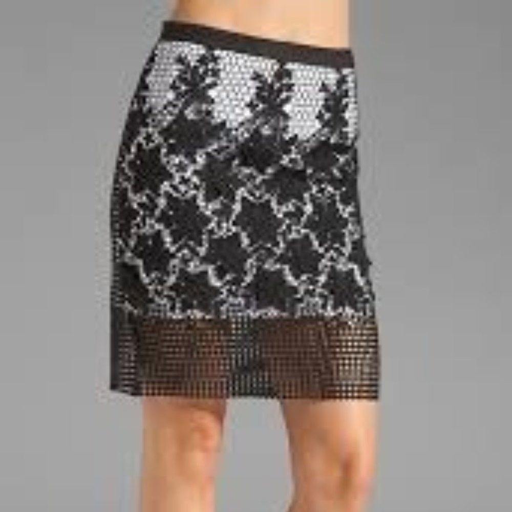 Tibi Basia Black Lace Pencil Skirt Size 6